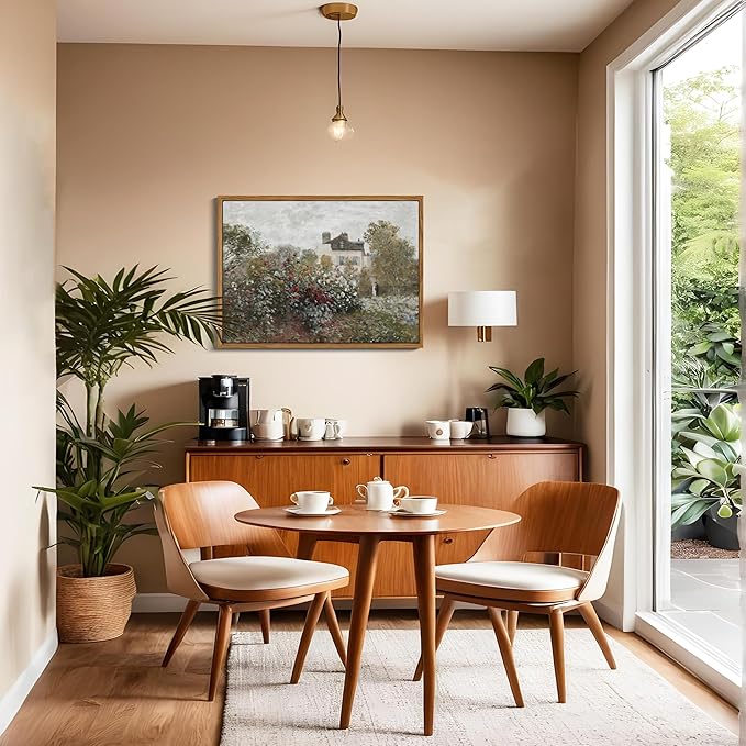 Floating Framed Vintage Monet Canvas Wall Art, Classical Rustic Farmhouse Landscape Wall Decor Paintings, Natural Floral Artwork Pictures Posters Prints for Living Room Bedroom 12x16 inch