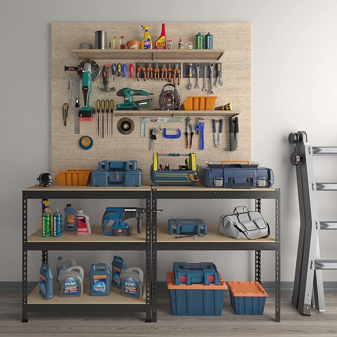 PrimeZone Storage Shelves 4 Packs 5 Tier Adjustable Garage Storage Shelving, Heavy Duty Metal Storage Utility Rack Shelf Unit for Warehouse Pantry Closet Kitchen, 35.5" x 15.75" x 71", Black