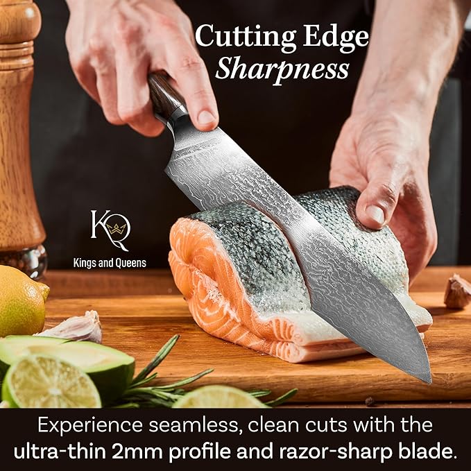 Japanese Kitchen Knife 7 Inch - Santoku Knife Ultra Sharp in High Carbon Steel - Japanese Chef Knife with Ergonomic Non-Slip Handle for Kitchen Precision Cutting