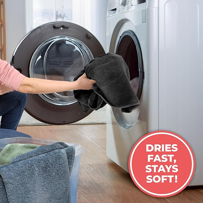 TEXTILOM 100% Turkish Cotton 6 Pcs Bath Towel Set, Luxury Bath Towels for Bathroom, Soft & Absorbent Bathroom Towels Set (2 Bathtowels, 2 Hand Towels, 2 Washcloths)- Black