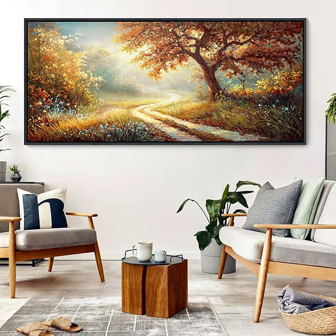 YDYSUNE Landscape Canvas Poster Wall Art Vintage Countryside Field Path Scenery Picture Print Wall Decor Retro Painting Artwork for Modern Home Bedroom Office 70x31inch