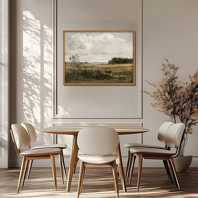 Floating Framed Vintage Canvas Wall Art - Wilderness Landscape Wall Decor, Elegant Natural Farmhouse Scenery Paintings Print for Living Room Bedroom Office Home Decoration 8x10 inch