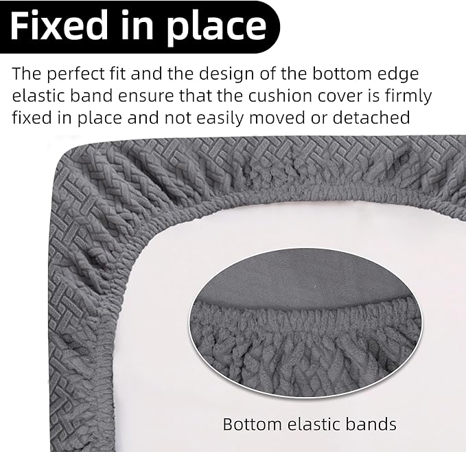 Rv Dinette Cushion Covers,Jacquard Stretchable Camper Cushion Cover,RV Cushion Slipcover,Rv Couch Cover Replacement for RV Camper Car Bench,2 Backrest Covers and 2 Bench Covers (Twill,Grey)