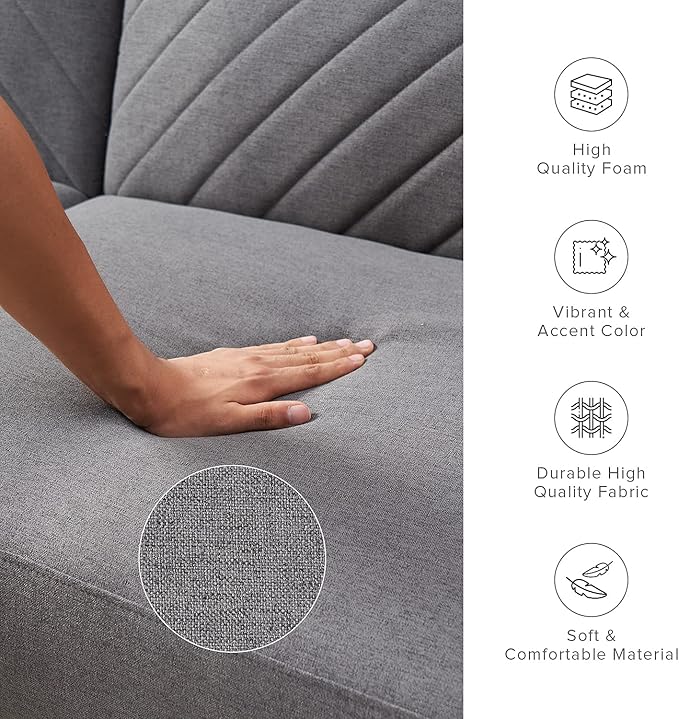 mopio 76.8" Futon Sofa Bed, Small Couch, Sleeper, Loveseat, Mid Century Modern Futon Couch, Sofa Cama, Couches for Living Room (Dark Gray Fabric)