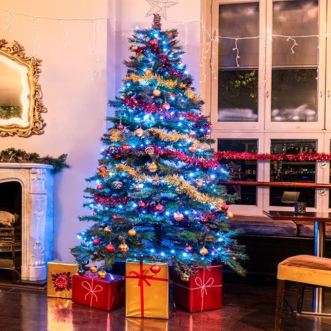 JMEXSUSS Blue Christmas String Lights Indoor Outdoor, 66ft 200 LED Blue String Lights Clear Wire Plug in, 8 Modes Waterproof Christmas Lights for Halloween Tree Party Bedroom Wall Christmas Decoration