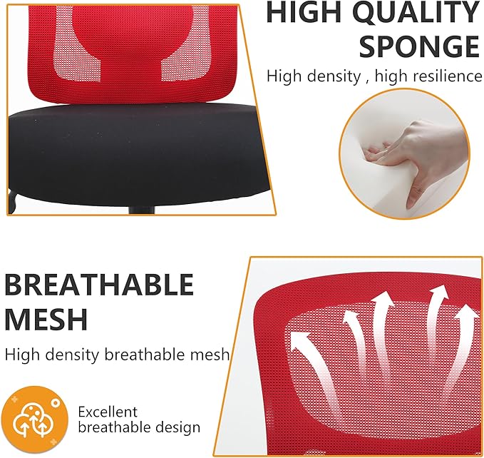 PayLessHere Ergonomic Desk Chair Office Chair Computer Chair 500lbs with Lumbar Support Wide Seat Adjust Arms Rolling Swivel High Back Task Executive Big and Tall Office Chair for Home Office，Red