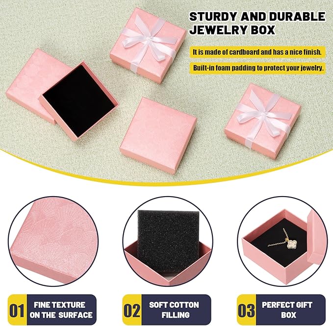 Glarks 17pcs 2.95 x 2.95in Jewelry Gifts Boxes Kit, Pink Fan Shaped Jewelry Boxes for Ring Earring Jewelry, Christmas, Birthday, Anniversaries, Valentine’s Day, Mother’s Day and Other Festivals