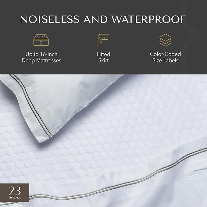 23 Threads X161 Series Padded Plush Soft Waterproof Noiseless Mattress Protector Cover, Fitted, with Ctrl+Z Technology, 16 Inch Deep, TwinXL