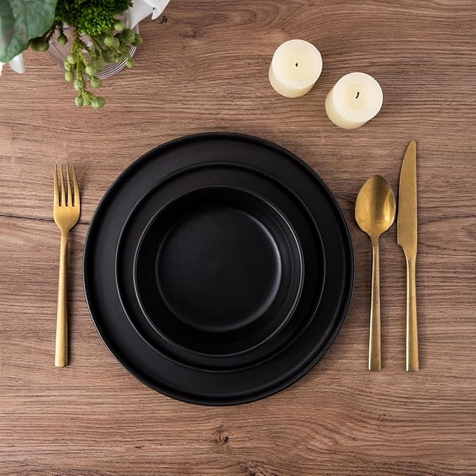 AmorArc Stoneware Dinnerware Sets for 8,Reactive Ceramic Plates and Bowls Set,Highly Chip and Crack Resistant | Dishwasher & Microwave Safe | Round Dishes Set Service for 8 (24pc)