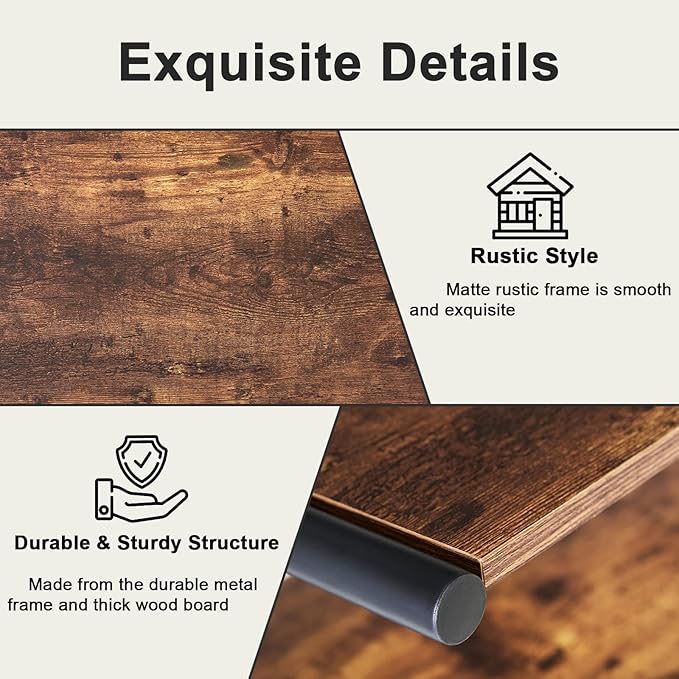 3-Tier Shoe Rack, Z-Frame Wooden Shoe Shelf with Durable Metal Shelves for Hallway, Living Room, Closet, Bedroom (Rustic)