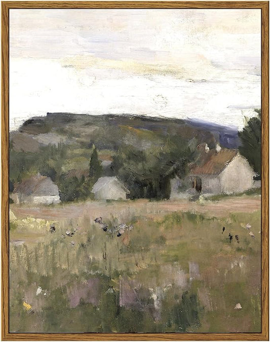 InSimSea Framed Wall Art for Living Room Vintage Landscape Wall Prints Framed Canvas Art Wall Decor Abstract Serene Countryside Scene Wall Prints Mid Century Modern Decor for Bedroom Office 11x14in