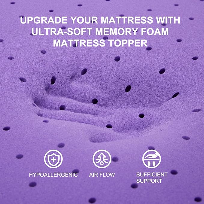 SINWEEK 3 Inch Gel Memory Foam Mattress Topper Ventilated Soft Pressure Relieve Mattress Pad, Breathable Bed Topper, CertiPUR-US Certified, Full Size
