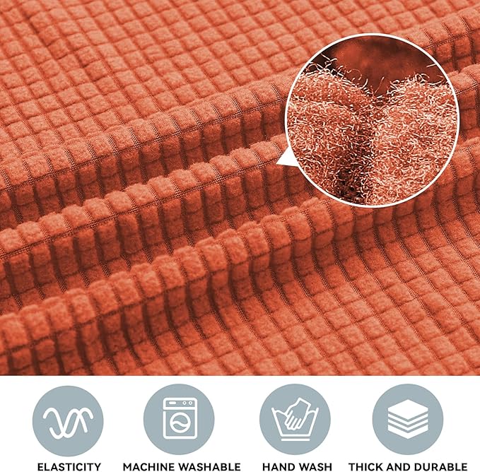 LURKA Stretch Oversized Sofa Slipcovers 1 Piece Couch Covers for 3 Cushion Couch Sofa Furniture Protector Full Sofa Covers with Elastic Bottom for Kids and Pet (X-Large, Pumpkin)