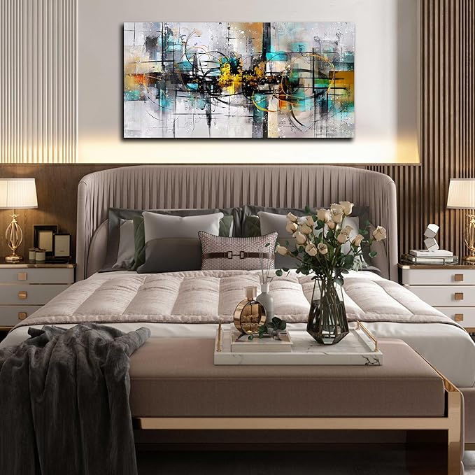 SIXTTART Abstract Wall Decor for Living Room - Modern Wall Art for Bedroom Home Office Decor Ready to Hang Size 24" x 48"