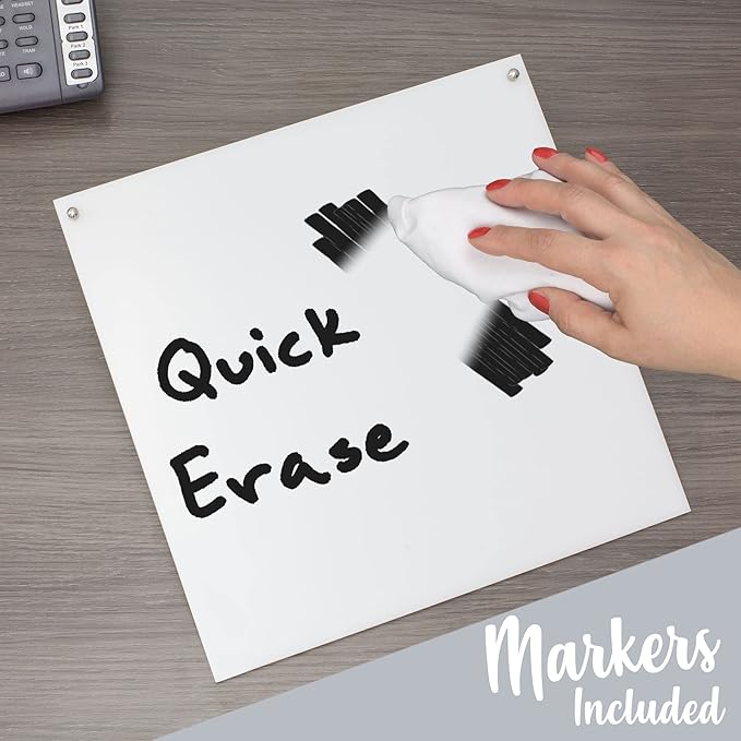 Desk Dry Erase Board with Erasable Marker | White, Black, Clear Acrylic Whiteboard Surface | Angled Writing Tablet | Personal Organizer with Daily Schedules | Weekly to-Do Lists (White - 12x16)