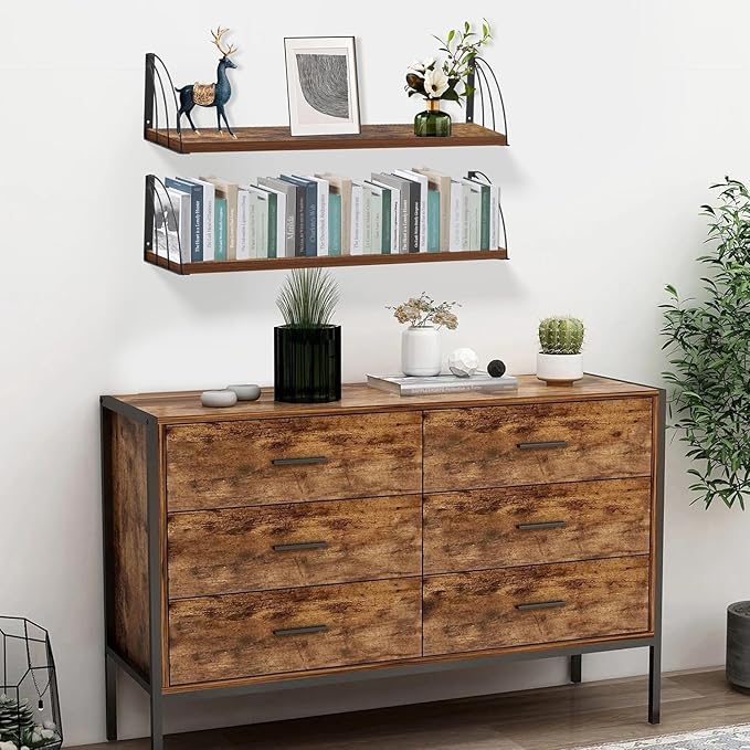 Thicked 0.71 IN Floating Book Shelves for Wall Set of 2,Large 31.5×7.9 IN Rustic Floating Shelves,Rustic Brown Floating Bookshelf,Hanging Bookshelves for Wall, Farmhouse,Laundry Room,Bedroom,Kitchen.