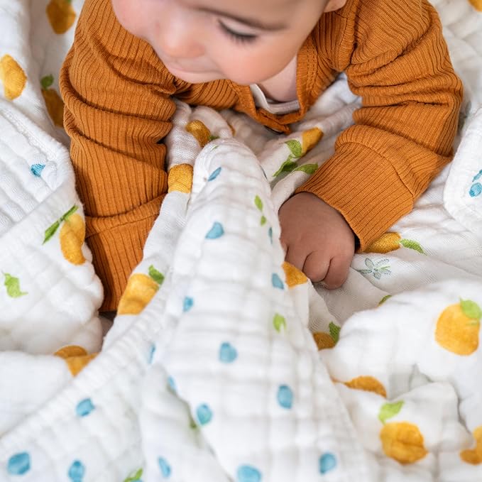 aden + anais Boutique 100% Cotton Muslin Dream Blanket, Perfect for Babies, Infants and Toddlers, Crib Blanket, Nursery Essential, Fresh Fruit