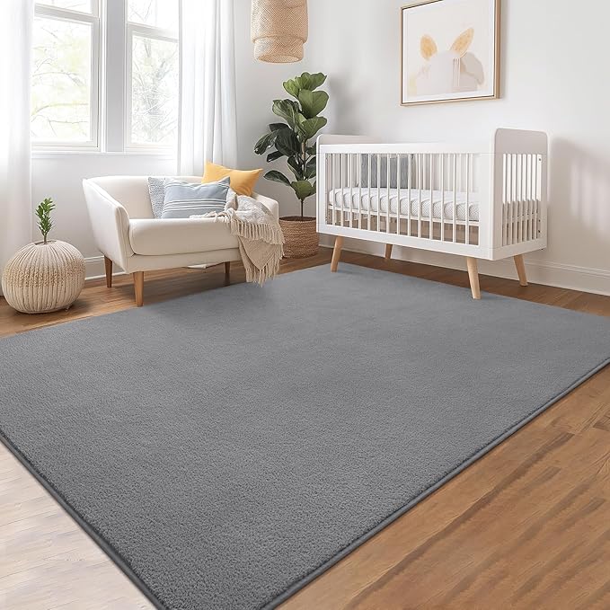 Soft Rugs for Living Room 5x7 Grey, Minimalist Area Rug for Bedroom Nursery Dining Table Dorm, Throw Rugs for Men Boys Girls Kids Room Indoor Floor Carpets