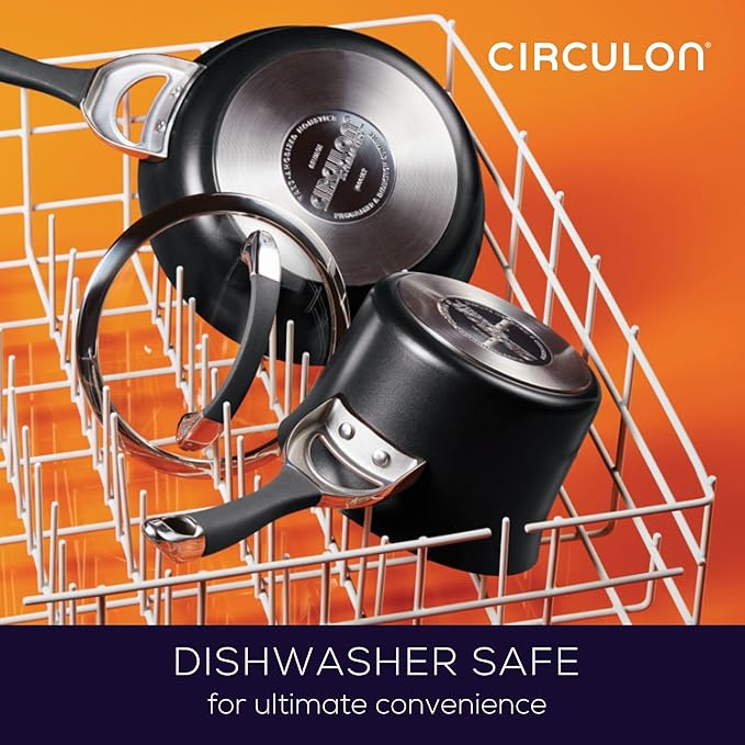 Circulon 82687 Espree Hard Anodized Nonstick Deep Frying Pan / Fry Pan / Skillet with Lid and Helper Handle - 12 Inch, Black