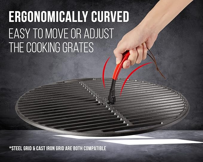 2Pack Cast Iron Grill Grate Lifter Tool, Cooking Grid Lifter - Universal Grill Lifter Gripper for Most Charcoal Grills and Gas Grills, Easily Moves and Lifts Cast Iron & Stainless Grates…