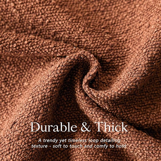 Foindtower Pack of 2 Textured Boucle Throw Pillow Covers Accent Solid Pillow Cases Decorative Cozy Soft Couch Cushion Case for Chair Sofa Bedroom Living Room Home Decor 20x20 Inch Burnt Orange Hazel
