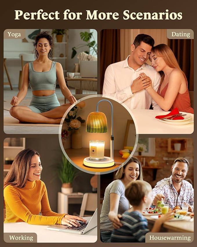 Glocusent RGB Candle Warmer Lamp with Timer, Dimmable & 7 Colors, Height Adjustable, Christmas Birthday Gifts for Mom Women Her, Wax Melt Warmer for Jar Candles, House Warming, Room Home Office Decor