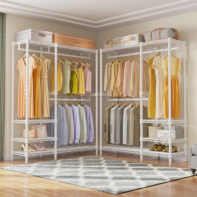 VIPEK V2i Garment Rack for Hanging Clothes, Portable Closet System with 4 Adjustable Shelves & 2 Hanging Rods, Heavy Duty Metal Clothes Rack, Freestanding Wardrobe Closet Rack, Max Load 700lbs