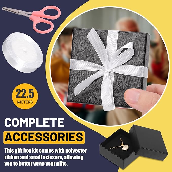 Glarks 12pcs 3.5 x 3.5 x 1.1in Jewelry Gifts Boxes Kit, Black Fan Shaped Jewelry Boxes for Ring Earring Jewelry, Christmas, Birthday, Anniversaries, Valentine’s Day, Mother’s Day and Other Festivals