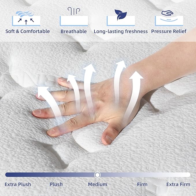 Twin Mattress, 12 Inch Twin Hybrid Mattress in a Box with Memory Foam, Medium Firm, Euro Top, Reinforced Edge Support, Pressure Relief & Motion Isolation, CertiPUR-US Certified