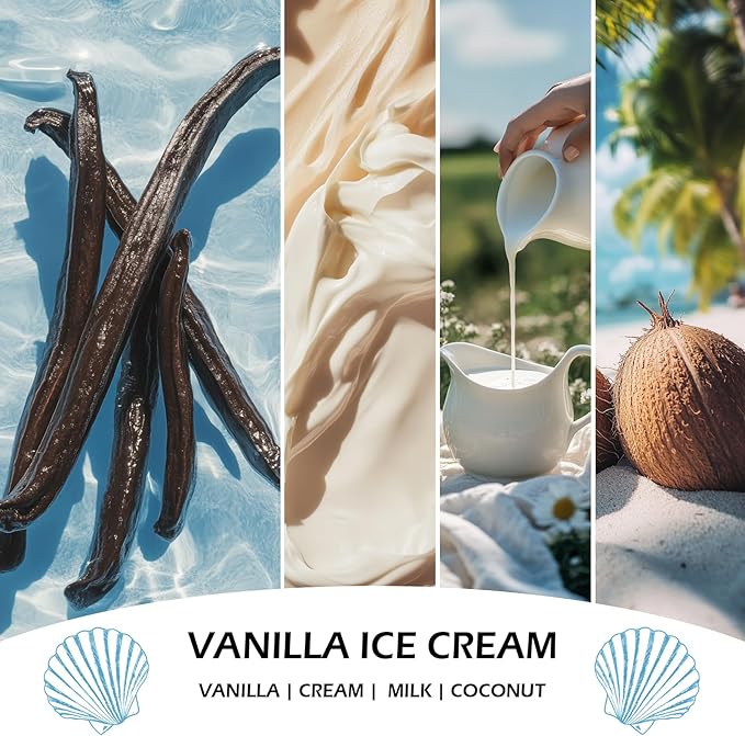 Vanilla Ice Cream Candles, 7oz Vanilla Ice Cream Scented Candle, Natural Soy Candles for Home Scented, Long Lasting with 50 Hour Burn Time, Gifts for Men Women