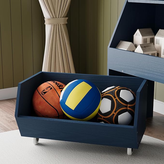 Toy Storage and Organizer for Kid, Boys and Girls Muti-Functional Bookcase and Storage Bin with Moveable Drawers, Children Toddler Storage Carbinet Dark Blue