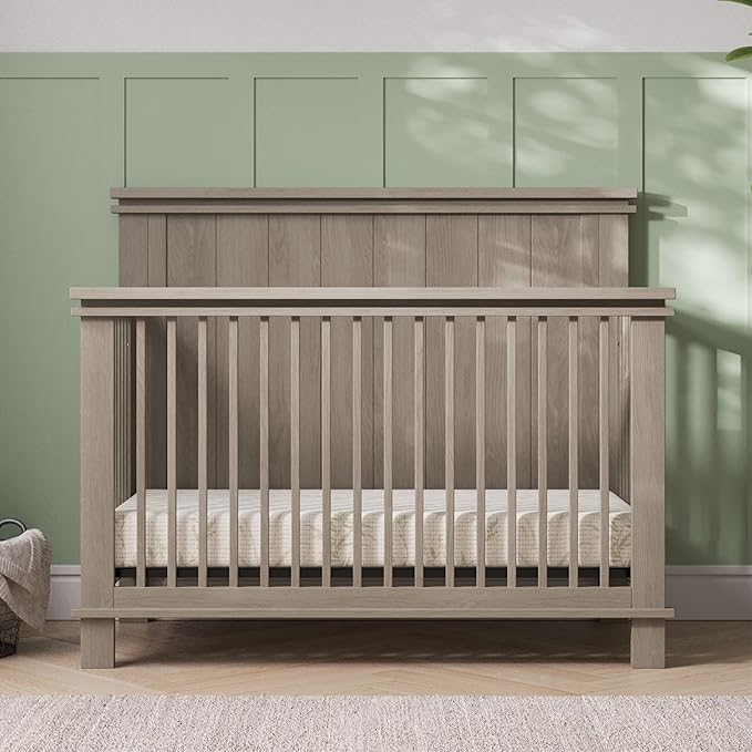Child Craft Denman 4-in-1 Convertible Crib, Baby Crib Converts to Day Bed, Toddler Bed and Full Size Bed, 3 Adjustable Mattress Positions, Non-Toxic, Baby Safe Finish (Crescent Gray)