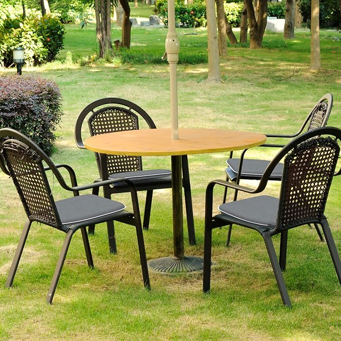 Set of 2 Outdoor Chair Cushions with Ties,Water Repellent Patio Chair Pads 17"x 16" for Outdoor Furniture,Round Corner Seat Cushions for Garden Yard Kitchen Textured Gray