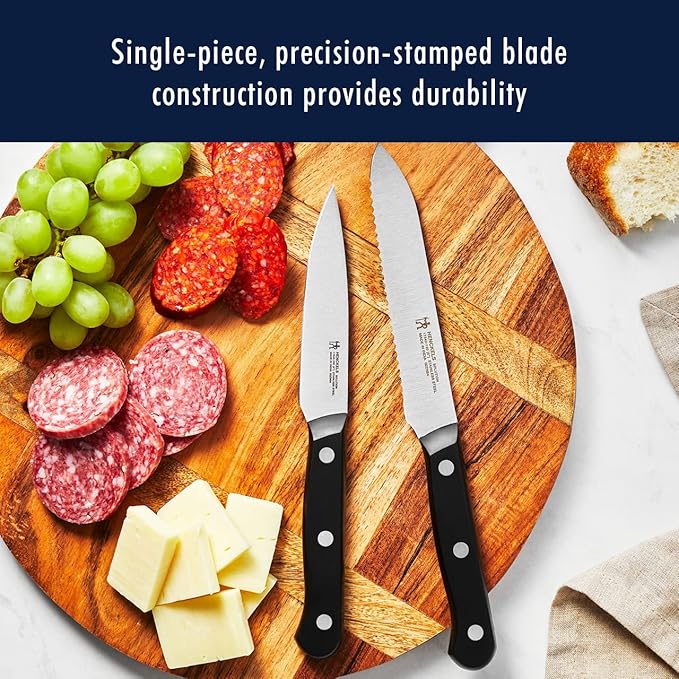 HENCKELS Solution Razor-Sharp 10-pc Knife Set, Chef Knife, Bread Knife, German Engineered Informed by 100+ Years of Mastery, Black/Stainless Steel