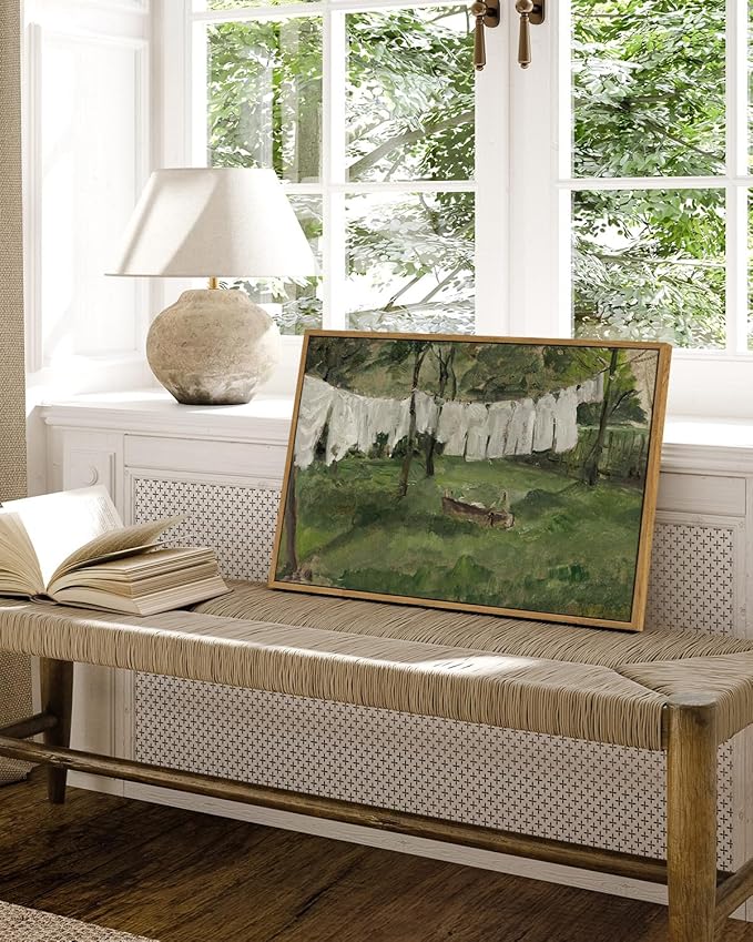 InSimSea Framed Wall Art for Living Room for Living RoomVintage Laundry Room Art Print Antique Oil Painting Country Landscape Vintage Wall Art Canvas for Bathroom Bedroom Office Gallery 16x24in