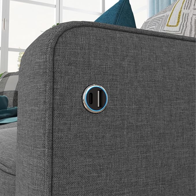 Sectional Couches for Living Room - Deep Seater Couch Living Room-Comfy L Shape Modular Sofa,with Storage Chaise-Washable Covers-Suitable for Living Rooms,Apartments,Rooms and Offices-Dark Gray,USB