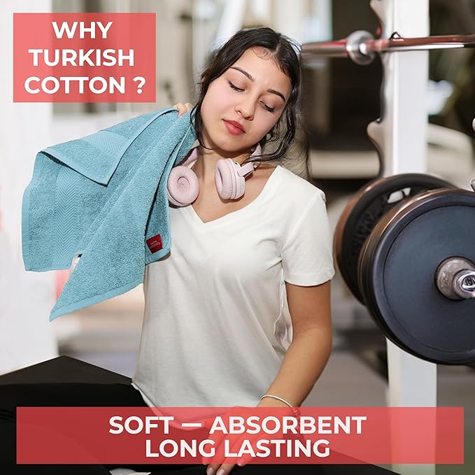 TEXTILOM 100% Turkish Cotton 2 Pcs Bath Towel Set, Luxury Bath Towels for Bathroom, Soft & Absorbent Hotel Quality Bathroom Towels Set (27 x 54 inches)- Aqua