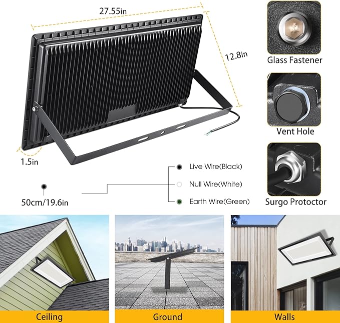 600W LED Stadium Flood Lights Outdoor(3050W Equivalent),67500LM Super Bright LED Arena Lights,100-277V IP66 Waterproof 5000K Daylight White Commercial Lighting for Sports Fields and Counts