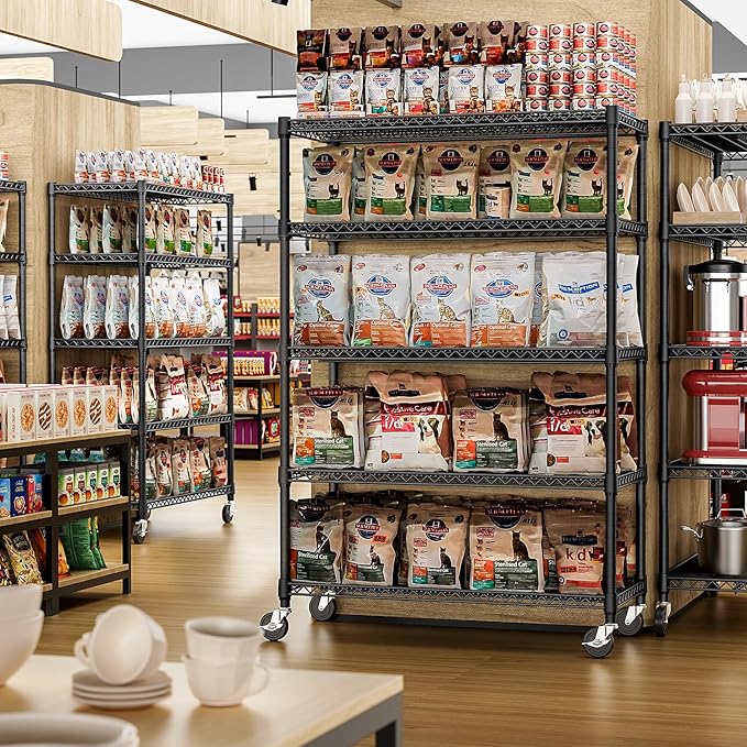 IZEUK Garage Shelving Wide Storage Shelves 5 Tier Metal Shelves Heavy Duty Adjustable Utility Shelf Rack Black 23.6" D x 53.1" W x 73.6" H