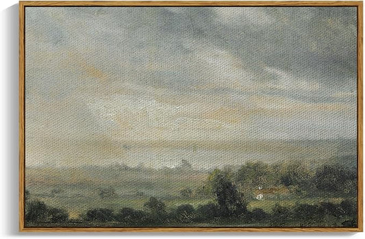 InSimSea Framed Canvas Wall Art Vintage Decor, Landscape Wall Art Home Decor, Wild Field under Sky, Modern Farmhouse Decor, Cottagecore Bedroom Kitchen Bathroom Decor, 24"x36"