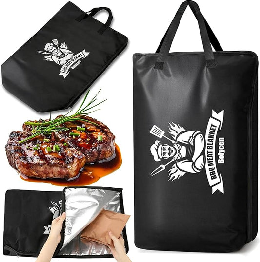 Upgraded BBQ Blanket for Resting Meat,Smoker Accessories Brisket Blanket, Insulated Meat Resting Bag with Wide Mouth for Steaks/Pork Shoulders/Turkeys, BBQ Accessories Grilling Gifts for Men (21inch)