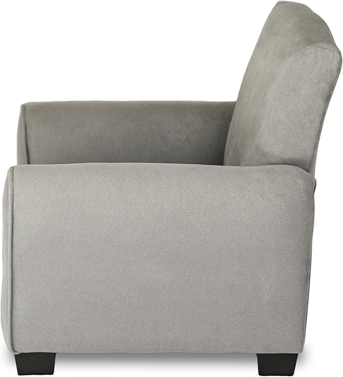 Toddler Personalized Armchair, Kids Upholstered Rocking Chair with Personalization, Toddler Chair with Personalized Name, Comfy Child Armchair, (Grey Suede, Legs)