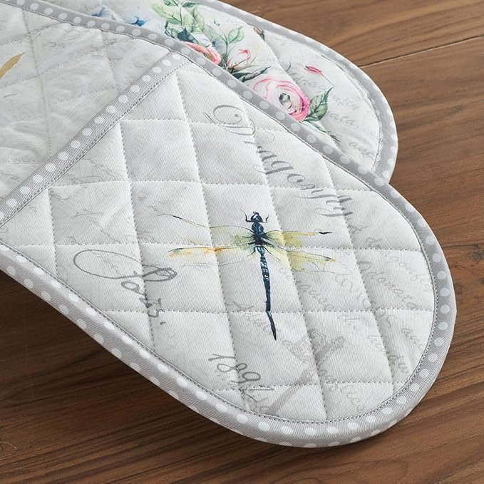 Maison d' Hermine Double Oven Mitts 100% Cotton 7"x35" Double Oven Mitt Heat Resistant BBQ Cooking Gloves with Loop, Baking, Grilling, Home, Kitchen, Handling Hot Pans Spring Summer (Champ De Mars)