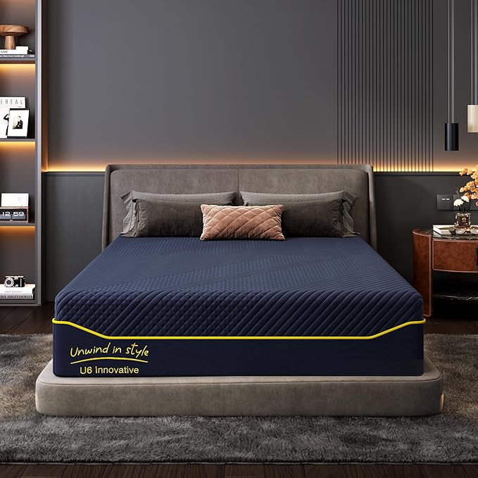 DlandHome 14Inch Queen Memory Foam Mattress for Back Pain,Cooling Copper Gel Bed in a Box,CertiPUR-US Certified, Therapeutic Medium Firm, 59x79x14 Blue