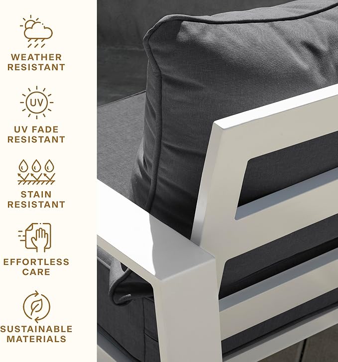 Honeycomb Outdoor Deep Seat, 24" W x 23" D, Solarvie Dark Grey Outdoor Chair Cushion