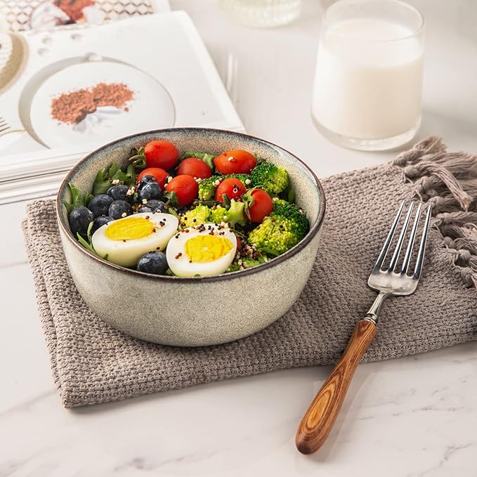 AmorArc Cereal Bowls Set of 6 for Kitchen, 26oz Stoneware Soup Bowls Set for Cereal Soup, Modern Kitchen Bowls for Meal, Dishwasher &Microwave Safe, Reactive Glaze