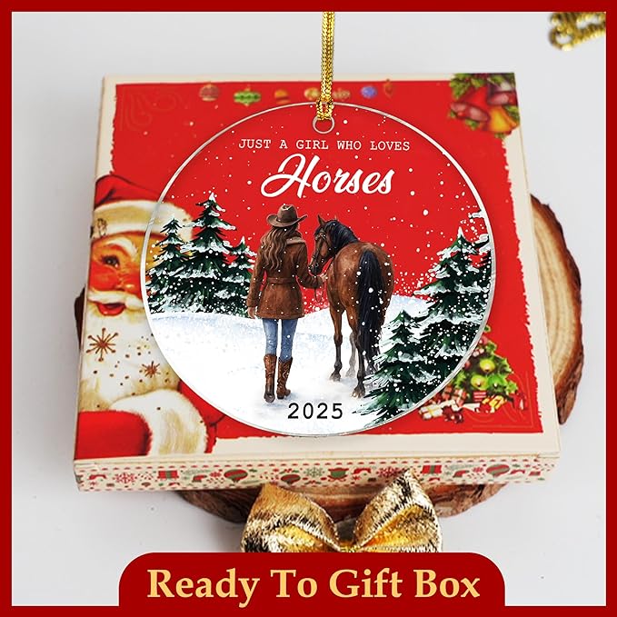 Horse Gifts for Girls 2025 Christmas Ornaments – Wooden Horse Ornaments for Christmas Tree – Durable Horse Ornament Gifts to Animal Lovers, Owners, Men, Women, Kids and Equestrian Fans