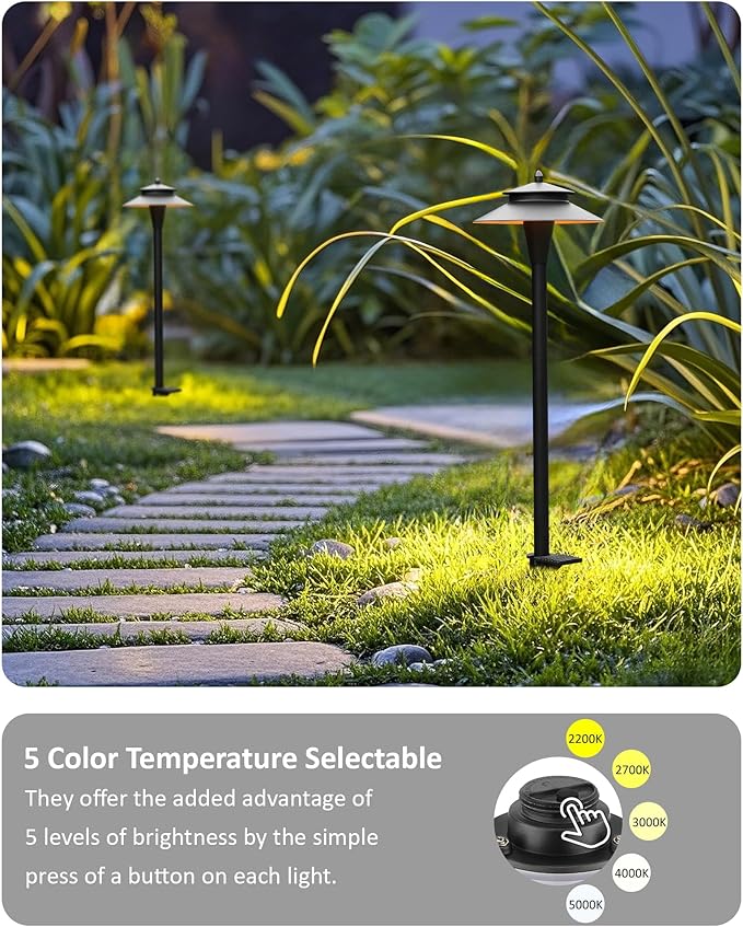Pathway Lights Low Voltage, 5W 2200K/2700K/3000K/4000K/5000K 20 Inch Black, 12V LED Wired Low Voltage Landscape Lighting for Outdoor Yard Garden Walkway Driveway Pathway Path, ETL, Pack of 1