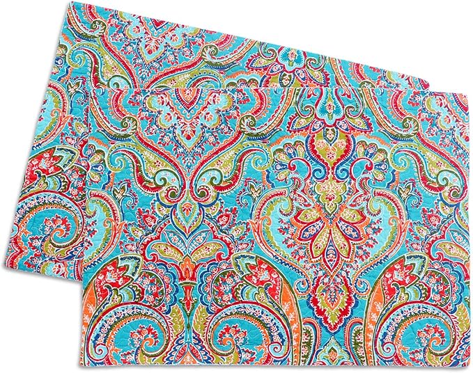 NEWLAKE Quilted Cotton Bed Pillowcases, European Gorgeous Floral Pattern, 2 Pieces, 20x27 Inch