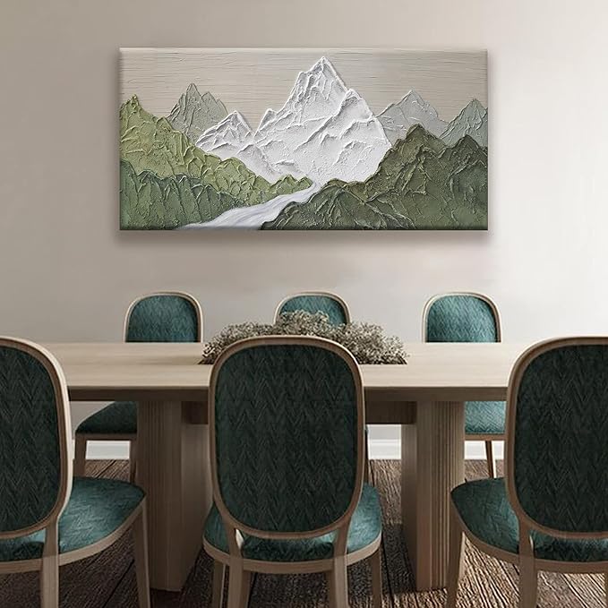 YISXINOAG Mountain Abstract Wall Art For Living Room Modern Canvas Art Wall Decor Print Green Wall Art Abstract Mountain Forest Landscapes Print Painting Ready To Hang Wall Pictures 24×48 In
